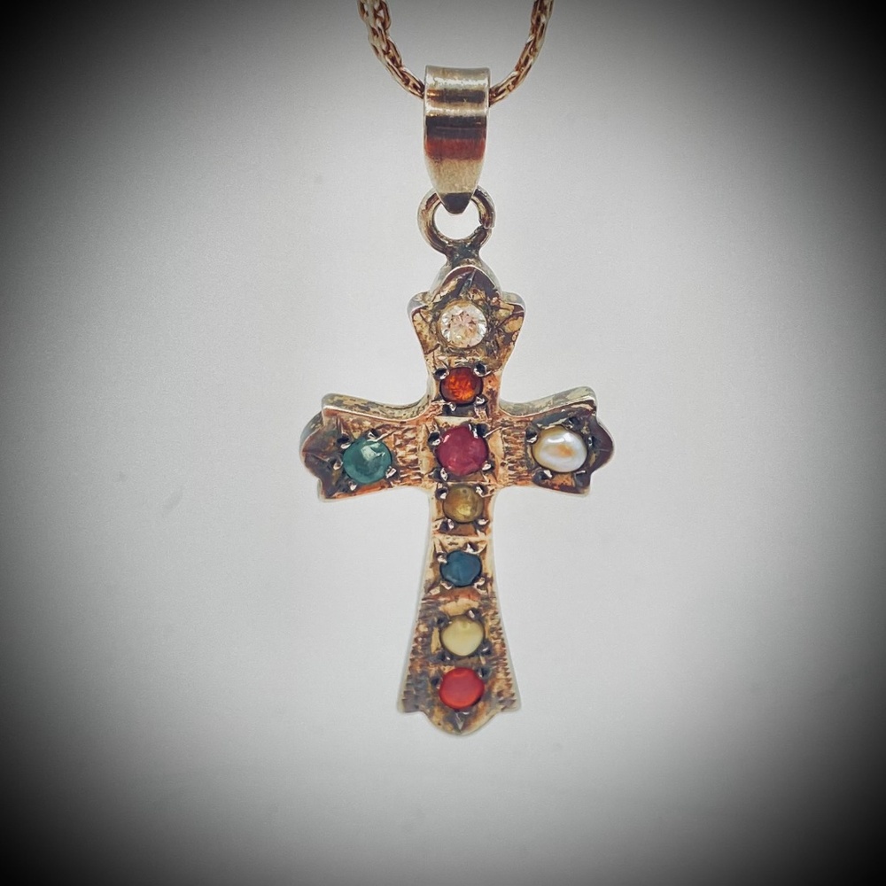 Sterling Silver Navrantha Cross Pendant and Woven Mesh Italian Chain 24” - Picture 10 of 16